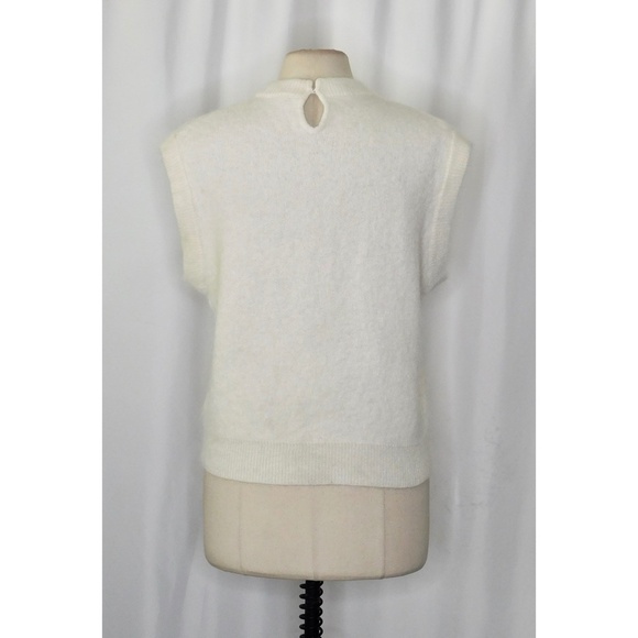 ZARA White Alpaca Wool Boxy Sleeveless Sweater Oyster White Knit Solid Large - Picture 10 of 16